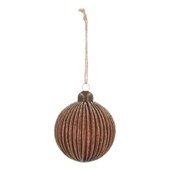 Luxurious Brown Christmas Bauble With Matte Finish And Glitters