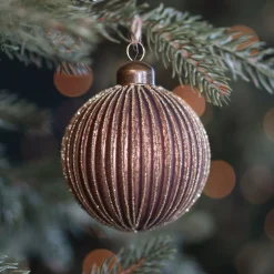 Luxurious Brown Christmas Bauble With Matte Finish And Glitters
