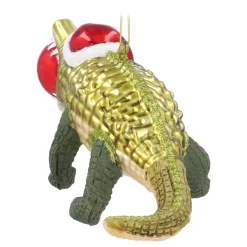 Luxurious Crocodile Ornament With Santa Hat And Bauble