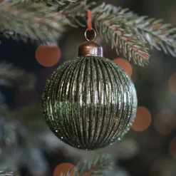 Luxurious Green Christmas Bauble With Lantern Relief