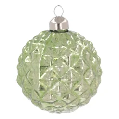 Luxury Antique Geometric Bauble | Glass | Green-Gold | 10cm