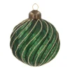 Luxury Antique Swirl Bauble | Glass | Green-Gold | 8cm