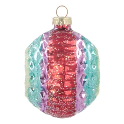 Luxury Bauble With Reflector | Glass | Multi | 8cm