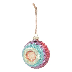 Luxury Bauble With Reflector | Glass | Multi | 8cm