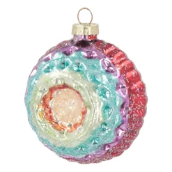 Luxury Bauble With Reflector | Glass | Multi | 8cm