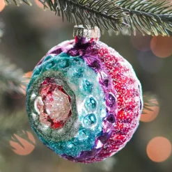 Luxury Bauble With Reflector | Glass | Multi | 8cm