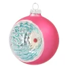 Luxury Bauble With Reflector | Glass | Fuchsia Pink | 8cm