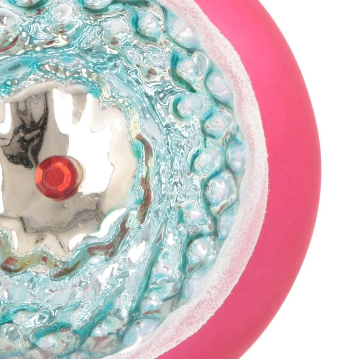 Luxury Bauble With Reflector | Glass | Fuchsia Pink | 8cm