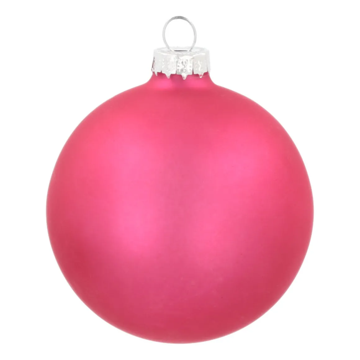 Luxury Bauble With Reflector | Glass | Fuchsia Pink | 8cm