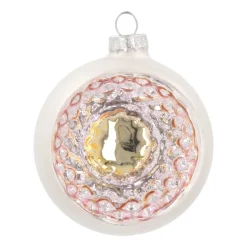 Luxury Bauble With Reflector | Glass | Silver | 8cm