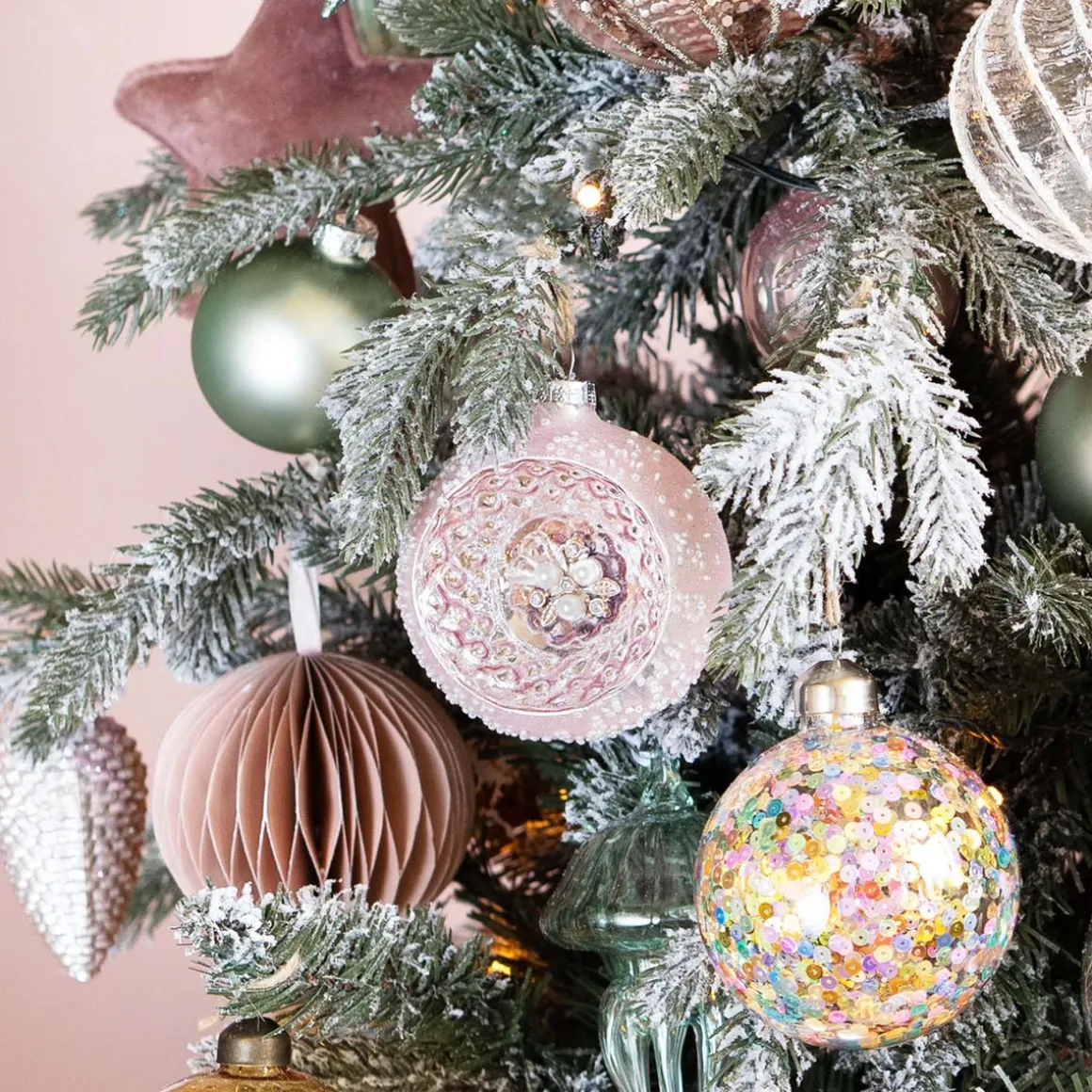 Luxury Bauble With Reflector | Glass | Silver | 8cm