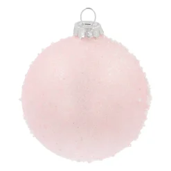 Luxury Bauble With Reflector | Glass | Pink | 8cm