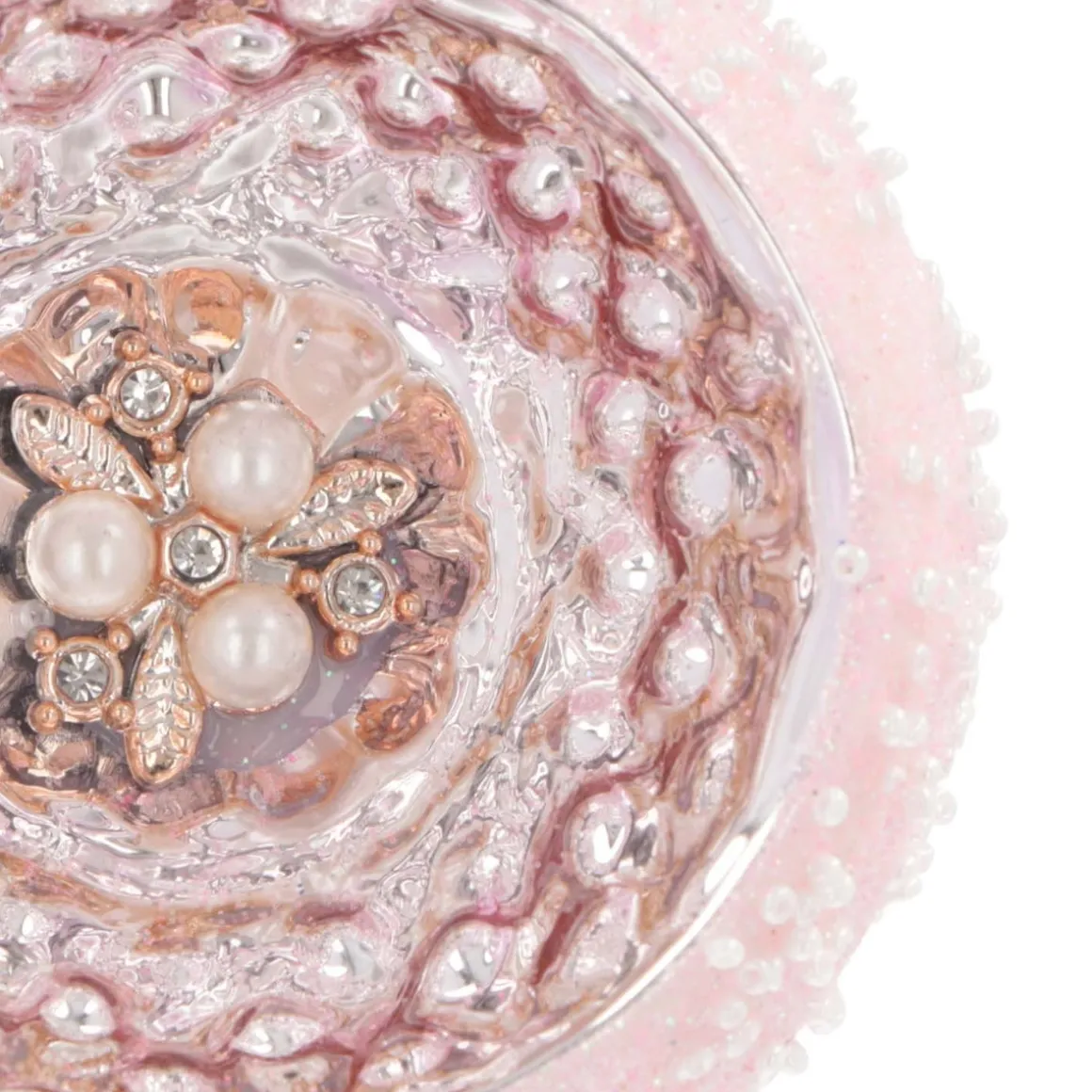 Luxury Bauble With Reflector | Glass | Pink | 8cm
