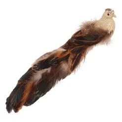 Luxury Bird On Clip | Light Gold | Real Feathers | 30cm