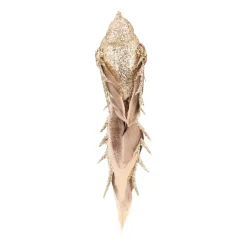 Luxury Bird On Clip | Light Gold | Real Feathers | 20cm