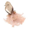 Luxury Bird On Clip | Light Gold | Real Feathers | 18cm