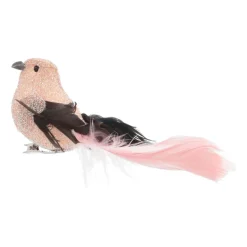 Luxury Bird On Clip | Pink | Real Feathers | 15cm