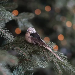 Luxury Bird On Clip | Taupe-pink | Real Feathers | 16cm