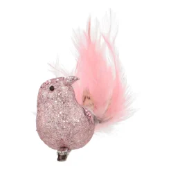 Luxury Bird On Clip | Vintage Pink | Real Feathers | 18cm