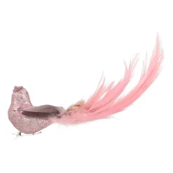 Luxury Bird On Clip | Vintage Pink | Real Feathers | 18cm