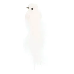 Luxury Bird On Clip | White | Real Feathers | 16cm