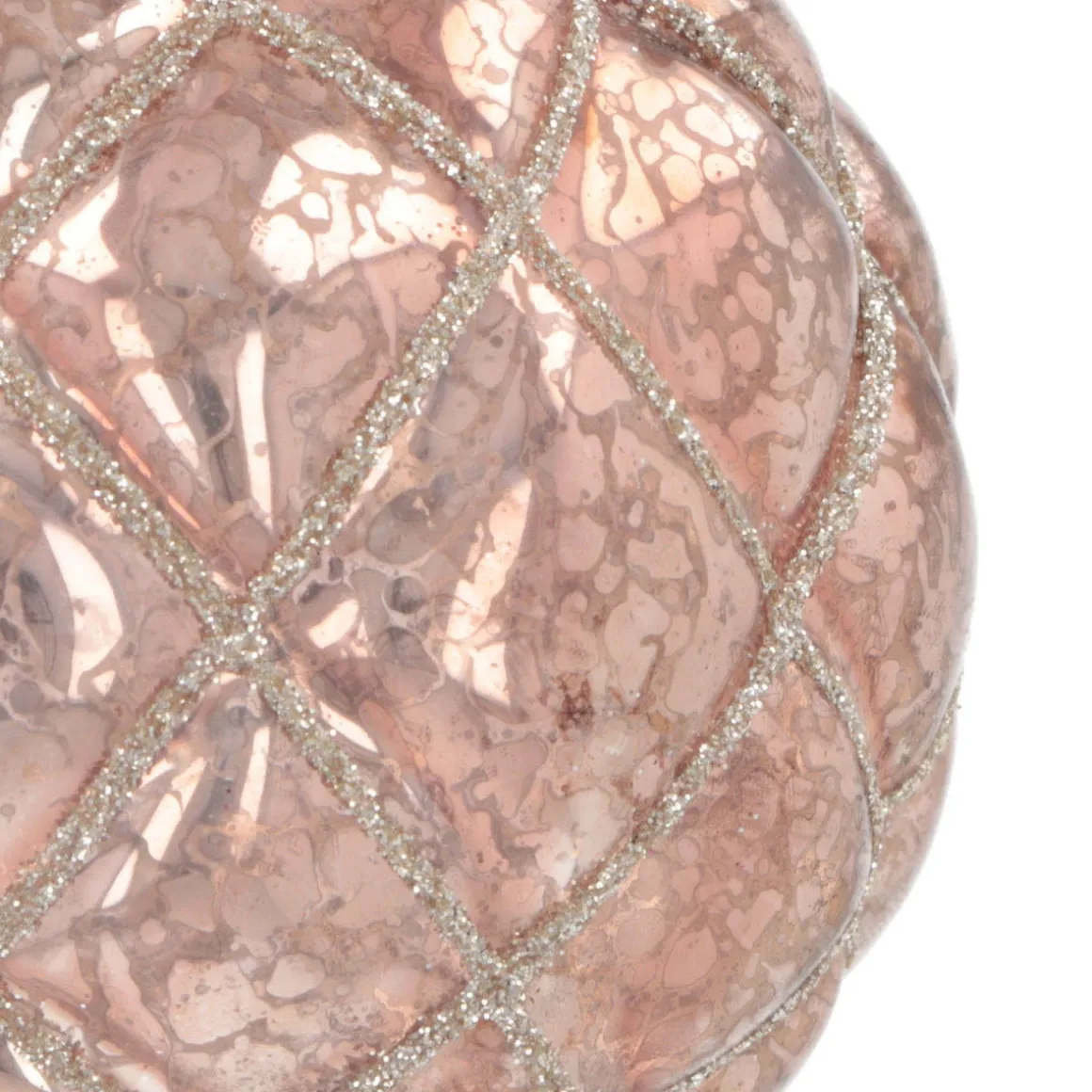 Luxury Checkered Bauble | Glass | Antique Pink | 8cm