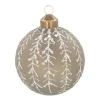 Luxury Christmas Bauble | Glittering Branches Decoration | Glass | 8cm | Taupe