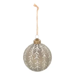 Luxury Christmas Bauble | Glittering Branches Decoration | Glass | 8cm | Taupe