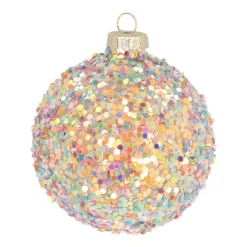Luxury Christmas Bauble Coloured Glitter | Multi | Glass | 8cm
