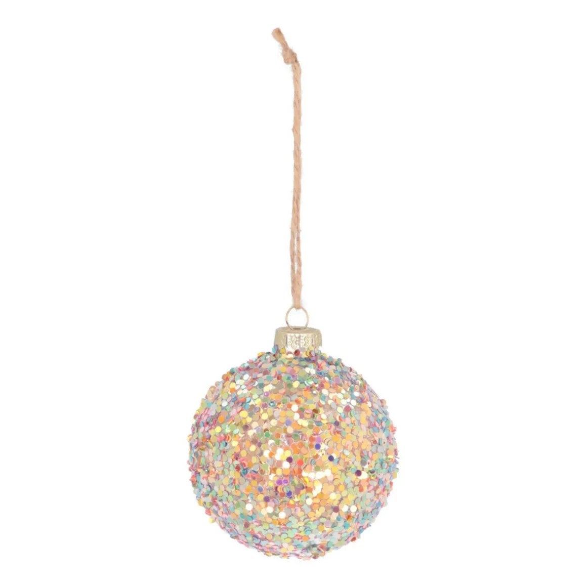 Luxury Christmas Bauble Coloured Glitter | Multi | Glass | 8cm