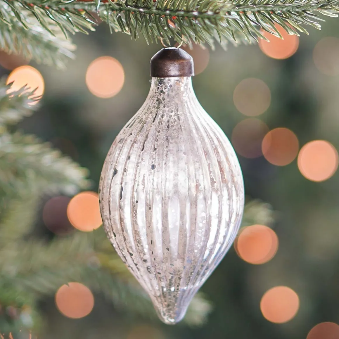 Luxury Christmas Bauble Icicle Shape | Antique-Champagne | Glass | 12cm