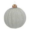 Luxury Christmas Bauble Matte With Relief Stripes | Cottage-Green | Glass | 8cm