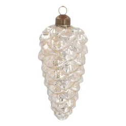 Luxury Christmas Bauble Pine Cone | Antique-Silver | Glass | 12cm