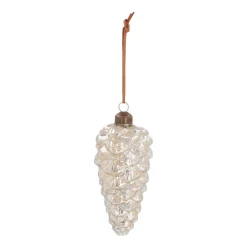 Luxury Christmas Bauble Pine Cone | Antique-Silver | Glass | 12cm