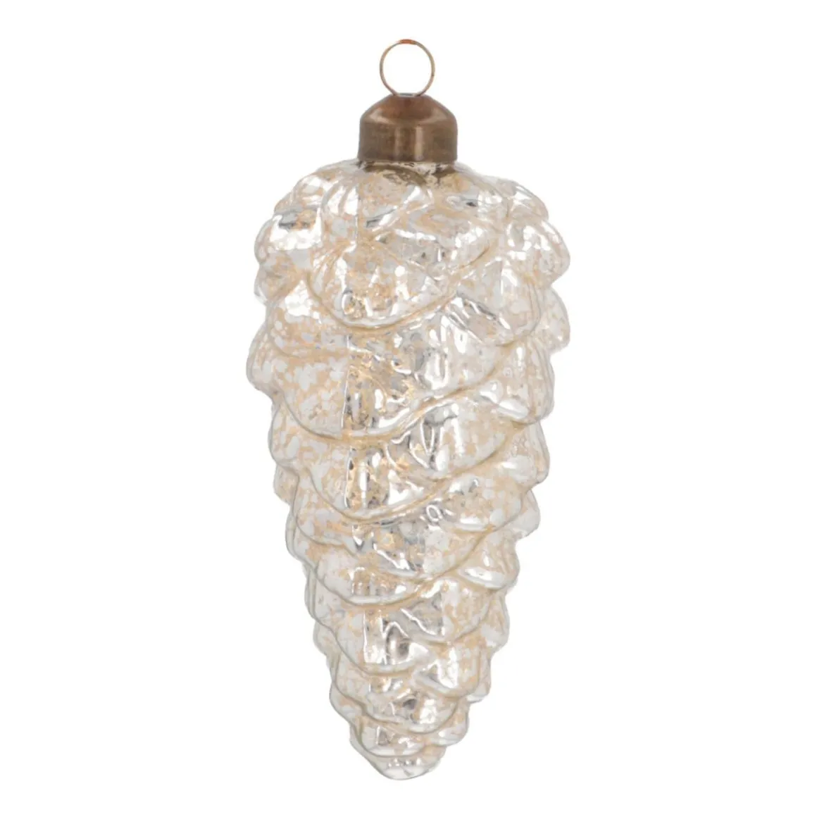 Luxury Christmas Bauble Pine Cone | Antique-Silver | Glass | 12cm