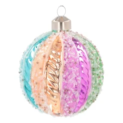 Luxury Christmas Bauble With Pearls & Glitter | Glass | Multicolor | 8cm
