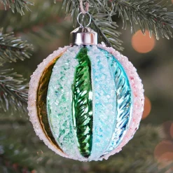 Luxury Christmas Bauble With Pearls & Glitter | Glass | Multicolor | 8cm