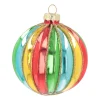 Luxury Christmas Bauble With Vertical Relief | Glass | Multi | 8cm