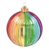 Luxury Christmas Bauble With Vertical Relief | Glass | Rainbow | 10cm