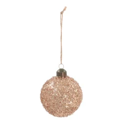 Luxury Christmas Bauble With Glitter | Copper | Glass | 8cm