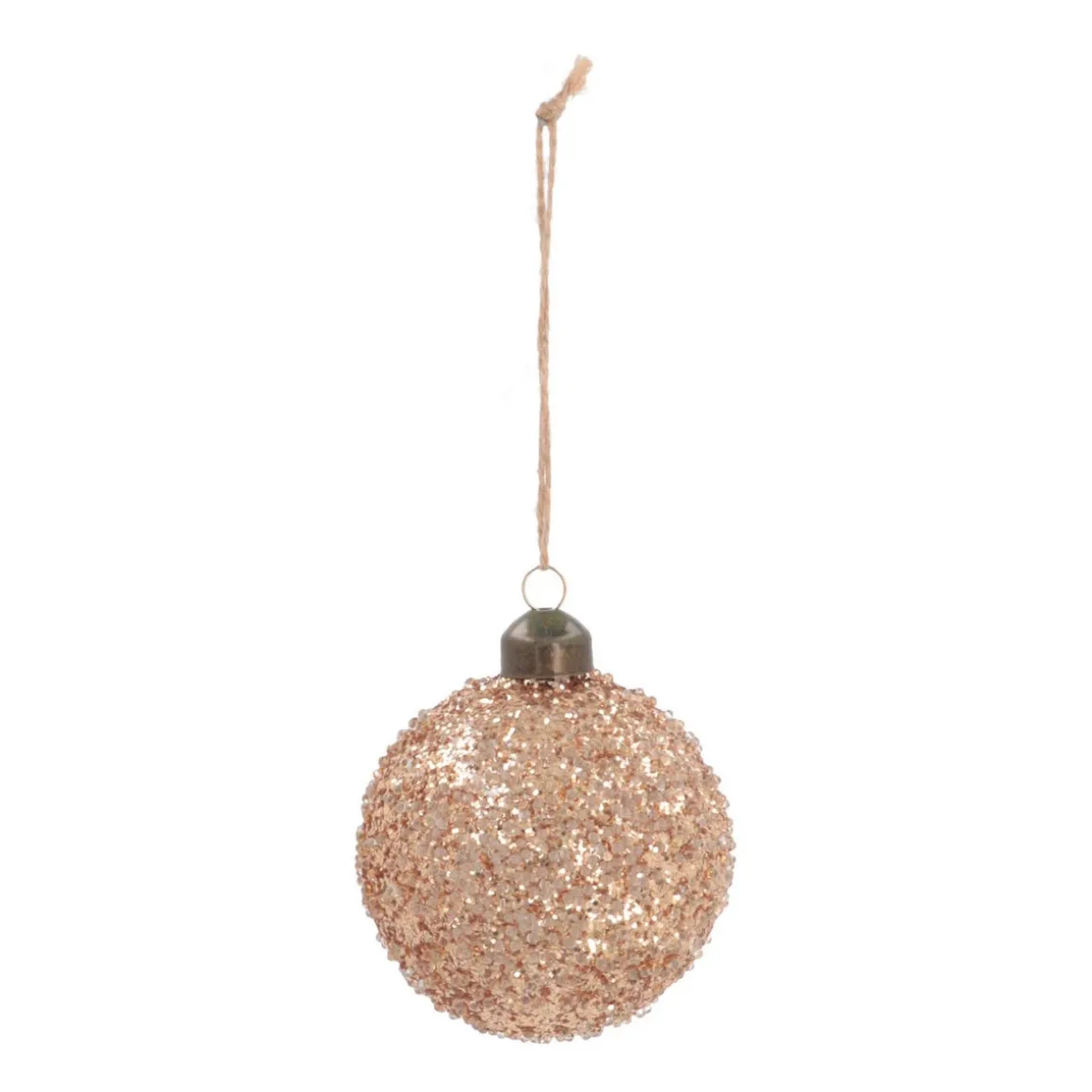 Luxury Christmas Bauble With Glitter | Copper | Glass | 8cm
