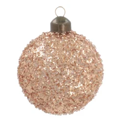 Luxury Christmas Bauble With Glitter | Copper | Glass | 8cm