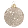 Luxury Christmas Bauble With Sequins | Champagne | Glass | 8cm
