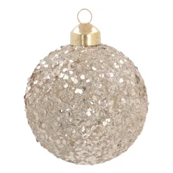 Luxury Christmas Bauble With Sequins | Champagne | Glass | 8cm