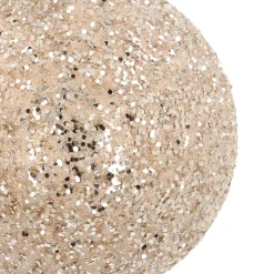 Luxury Christmas Bauble With Glitter Beads | Champagne | Glass | 8cm