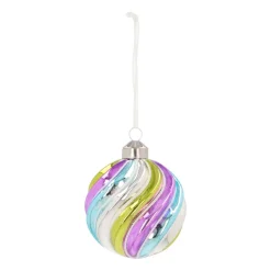 Luxury Christmas Bauble With Swirl | Pastel Colours | Glass | 8 Cm