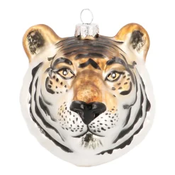 Luxury Christmas Hanger Tiger Head 10 Cm Brown