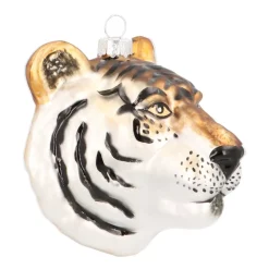 Luxury Christmas Hanger Tiger Head 10 Cm Brown