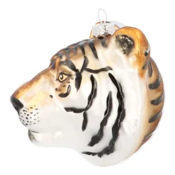 Luxury Christmas Hanger Tiger Head 10 Cm Brown