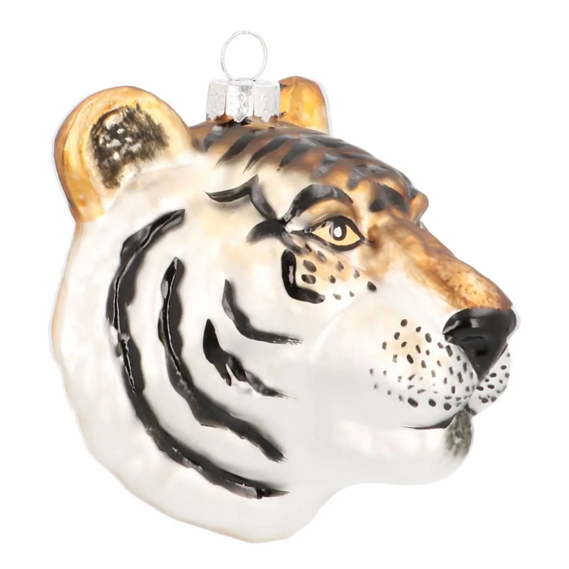 Luxury Christmas Hanger Tiger Head 10 Cm Brown